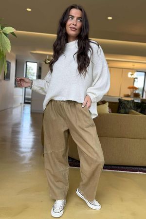 Mercer Soft Twill Barrel Leg Pant Caramel 